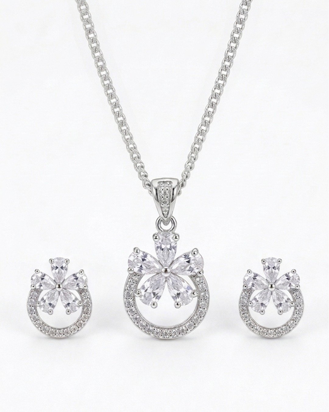 Elegant Swirl Bloom Pendant Set – 925 Sterling Silver — view 6