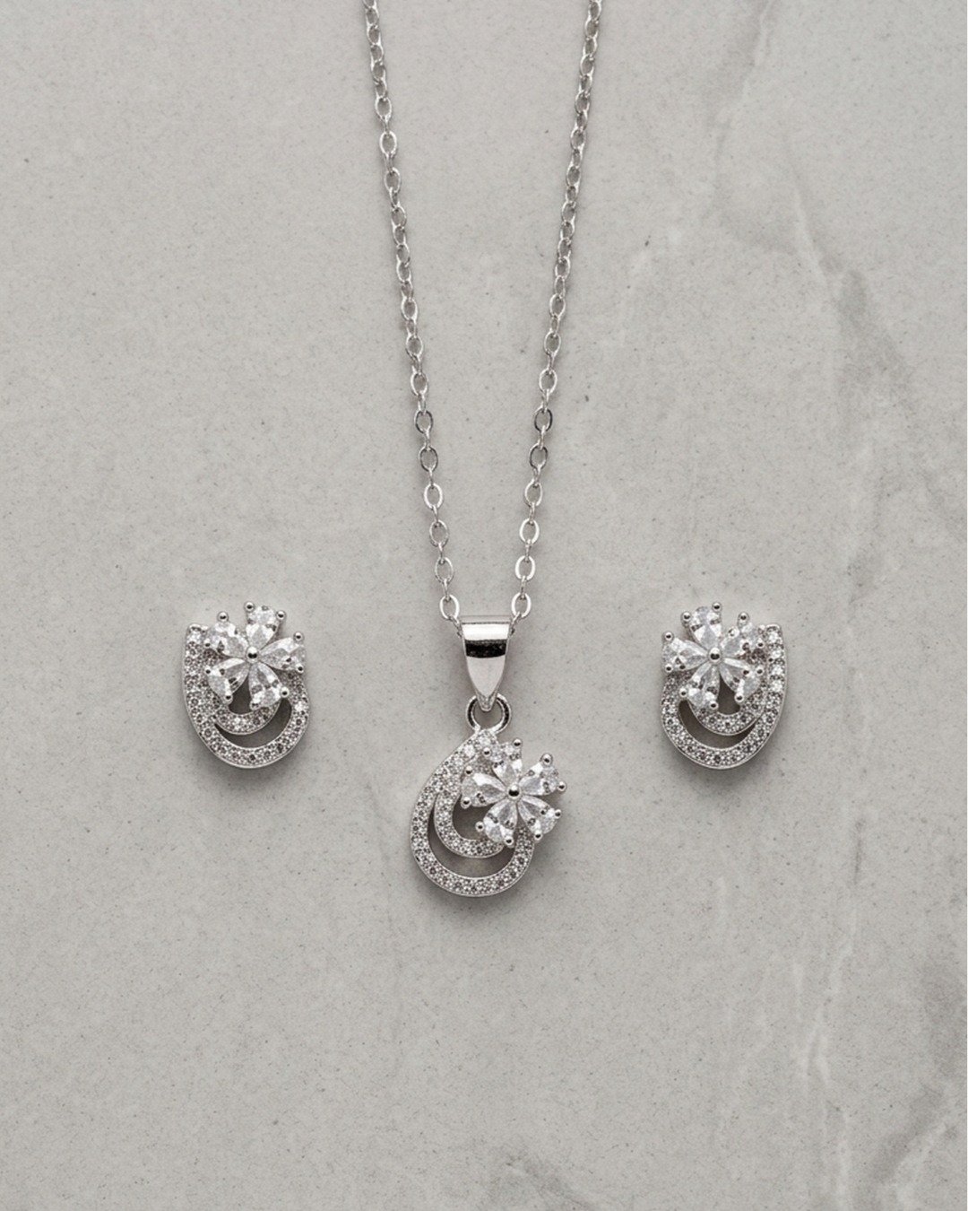 Elegant Swirl Bloom Pendant Set – 925 Sterling Silver — view 5