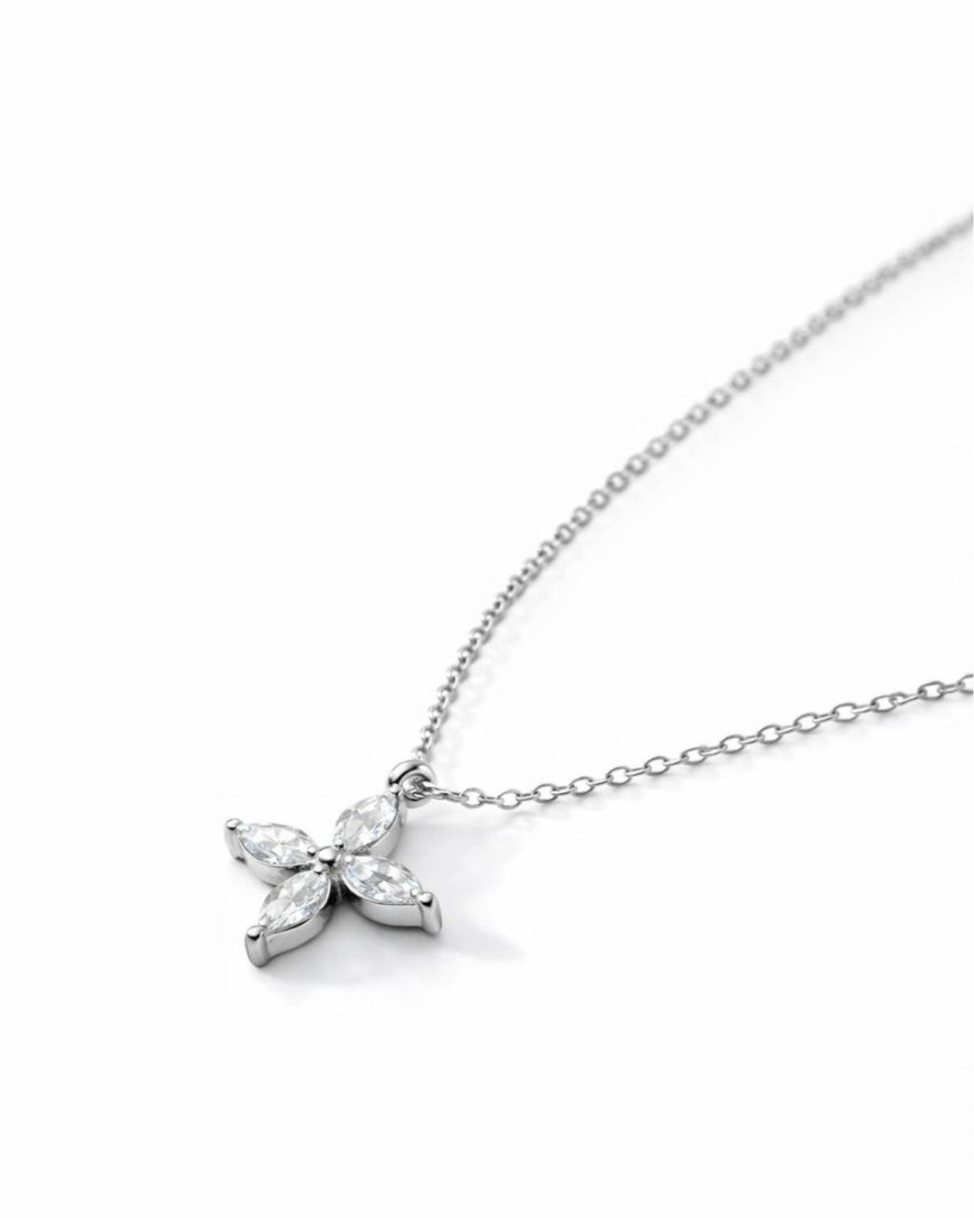 Crystal Floral Pendant Necklace – 925 Sterling Silver — view 5