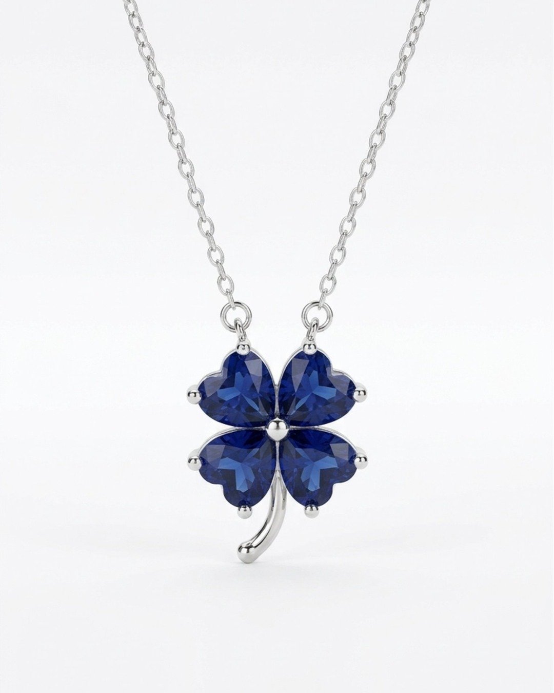 Royal Clover Blue Blossom Necklace – 925 Sterling Silver