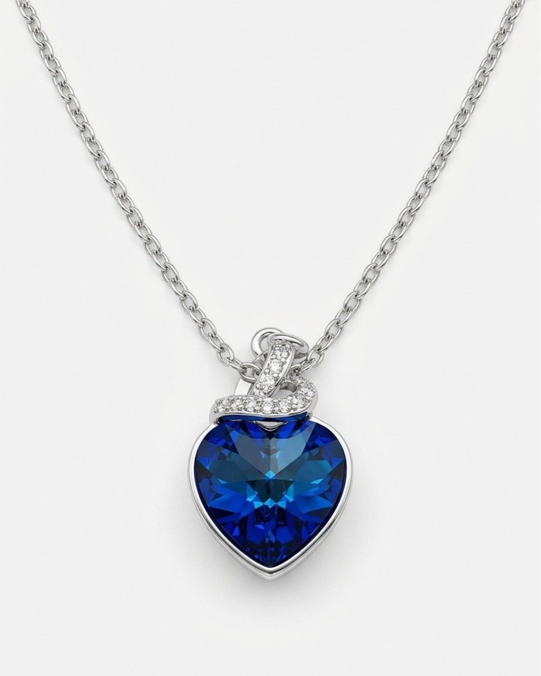 Ocean Heart Sparkle Pendant Necklace – 925 Sterling Silver
