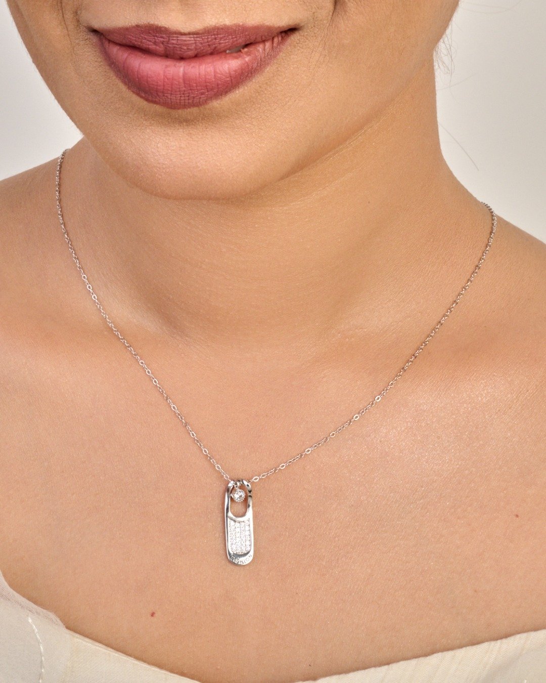 Minimal Spark Bar Charm Necklace – 925 Sterling Silver — view 3