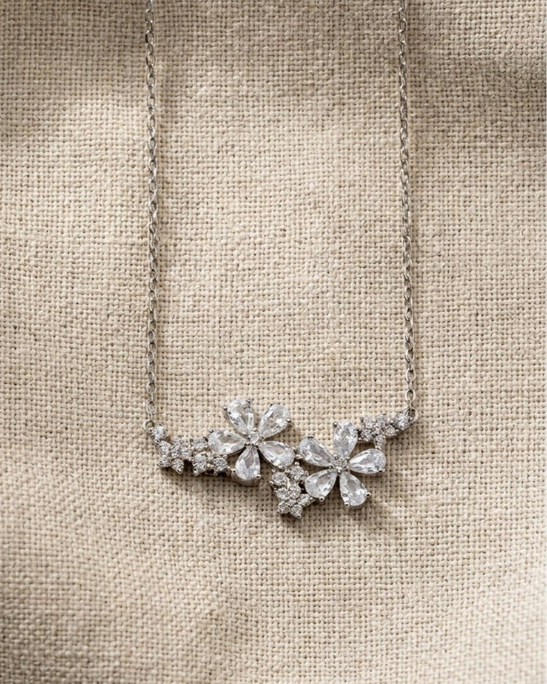 Crystal Blossom Statement Necklace – 925 Sterling Silver