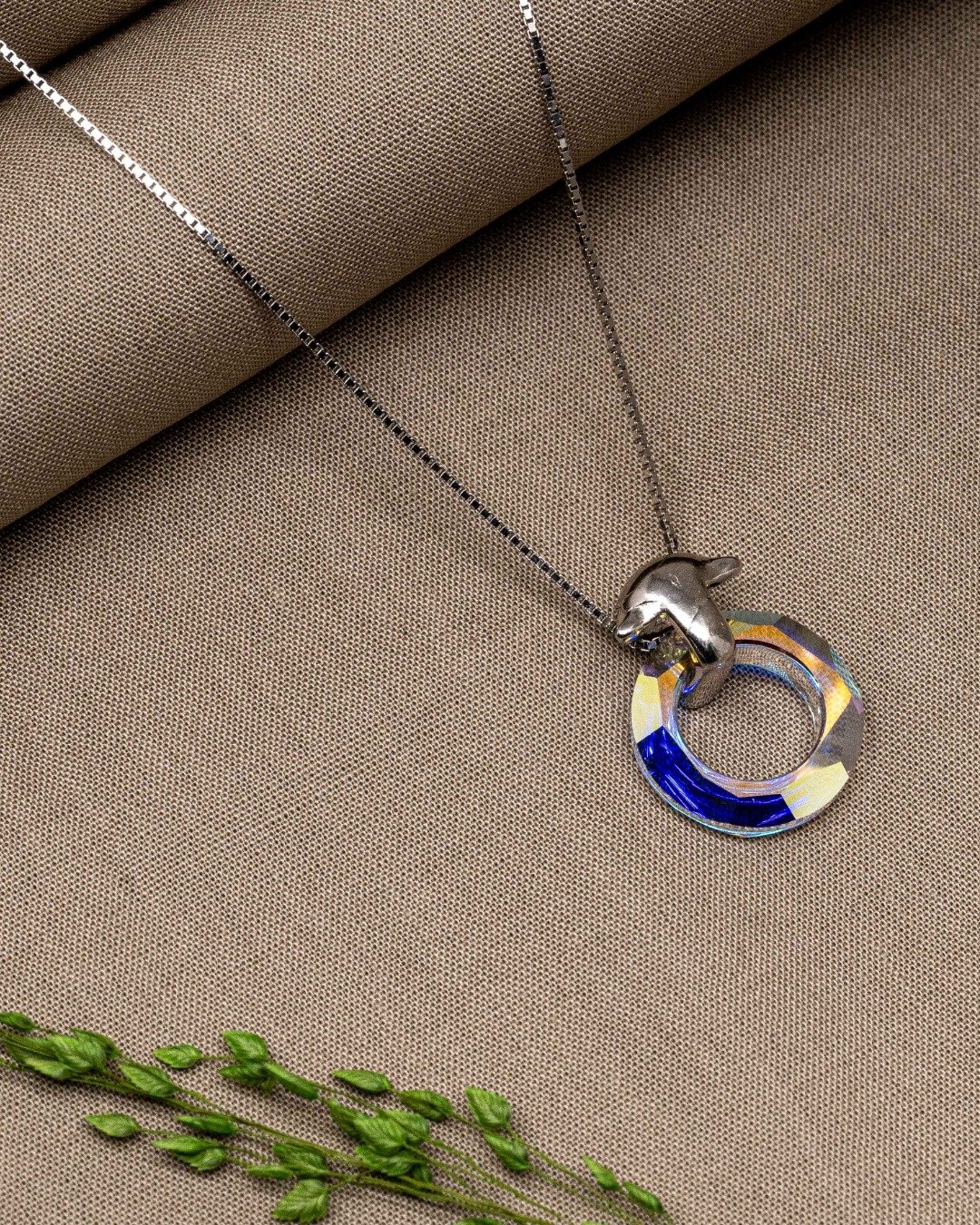 Aurora Circle Crystal Pendant Necklace Set – 925 Sterling Silver