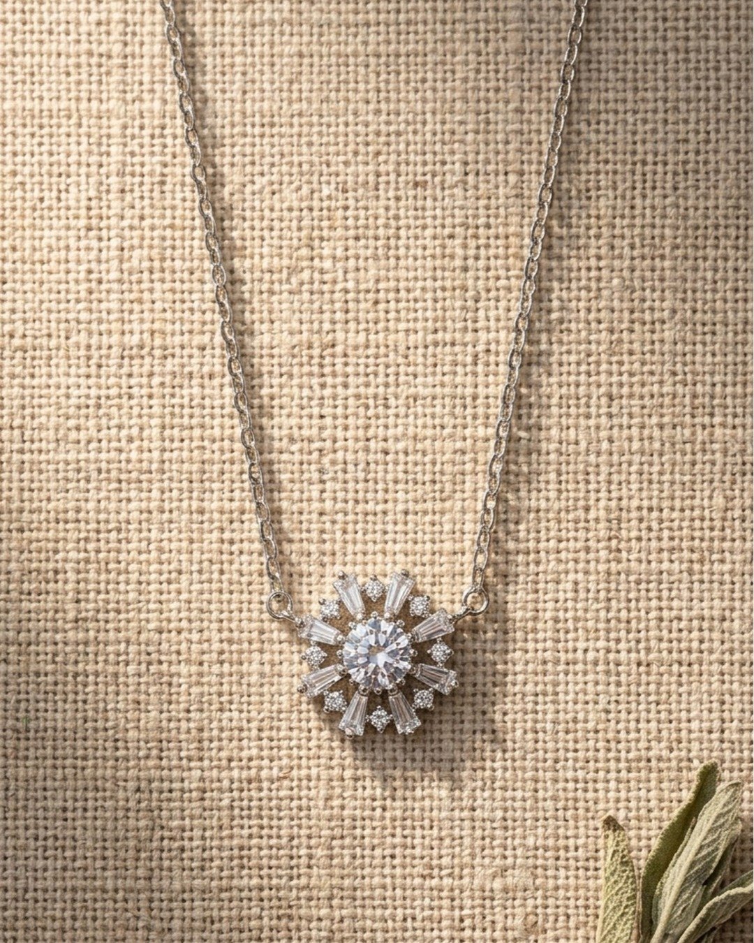 Radiant Snowflake Halo Necklace – 925 Sterling Silver — view 3