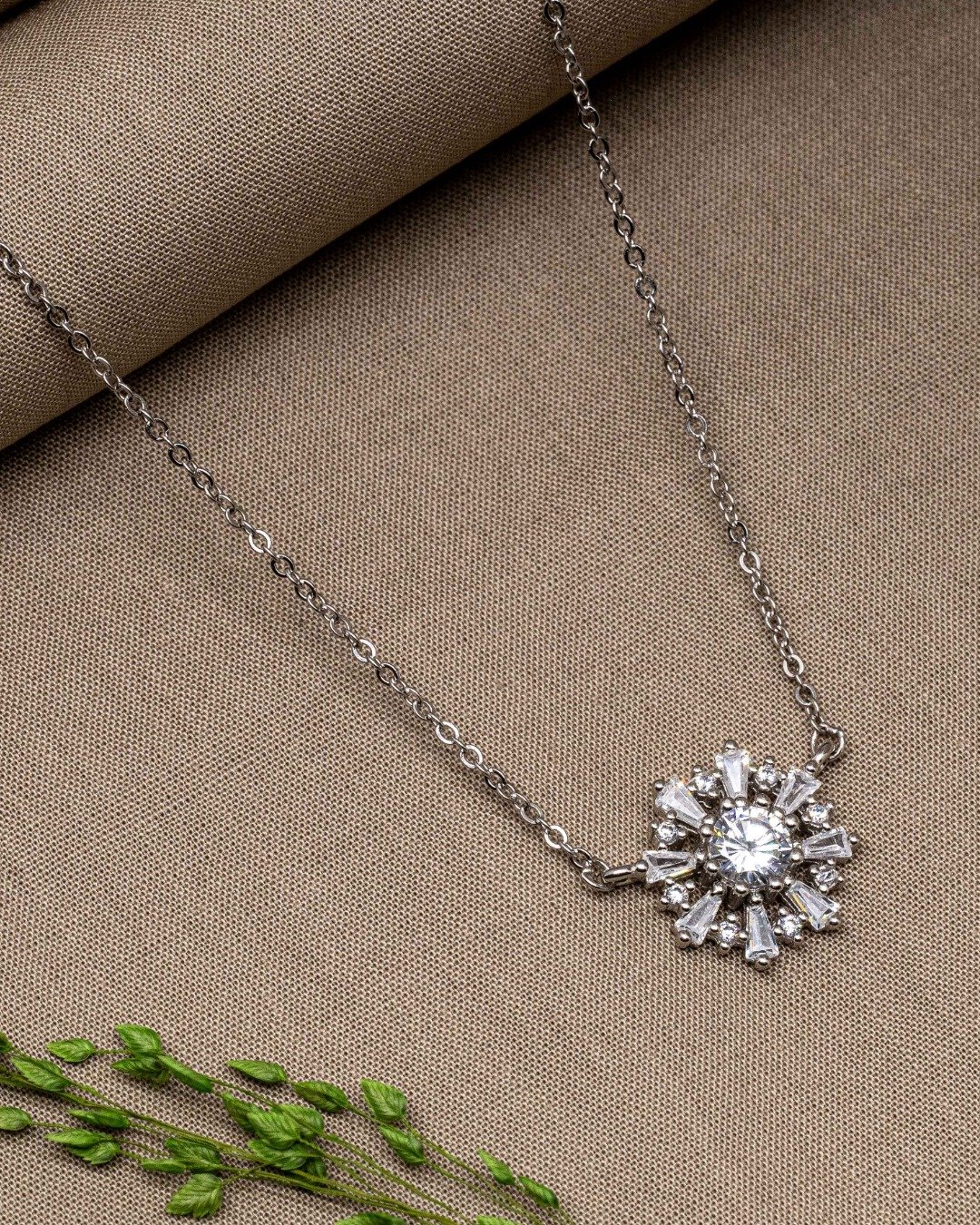 Radiant Snowflake Halo Necklace – 925 Sterling Silver