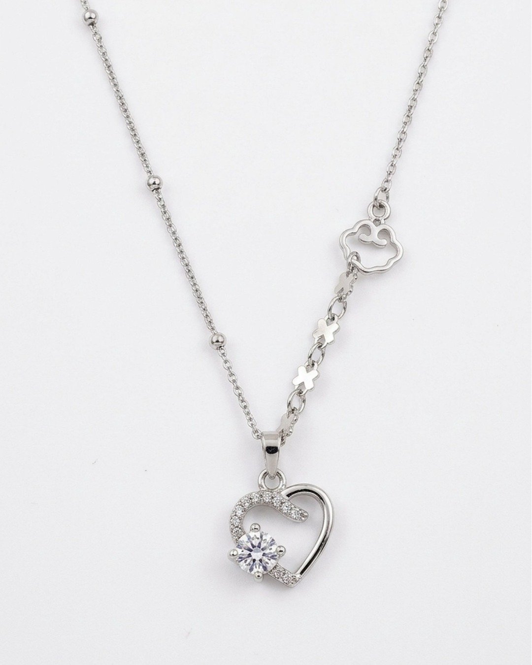 Dainty Double Heart Drop Necklace – 925 Sterling Silver
