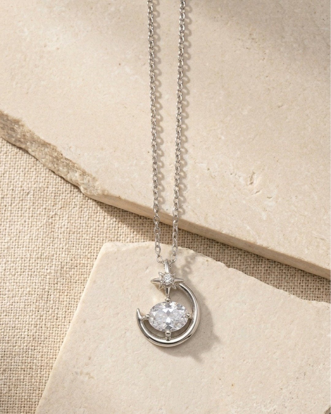 Celestial Moonlight Drop Necklace Set – 925 Sterling Silver — view 4