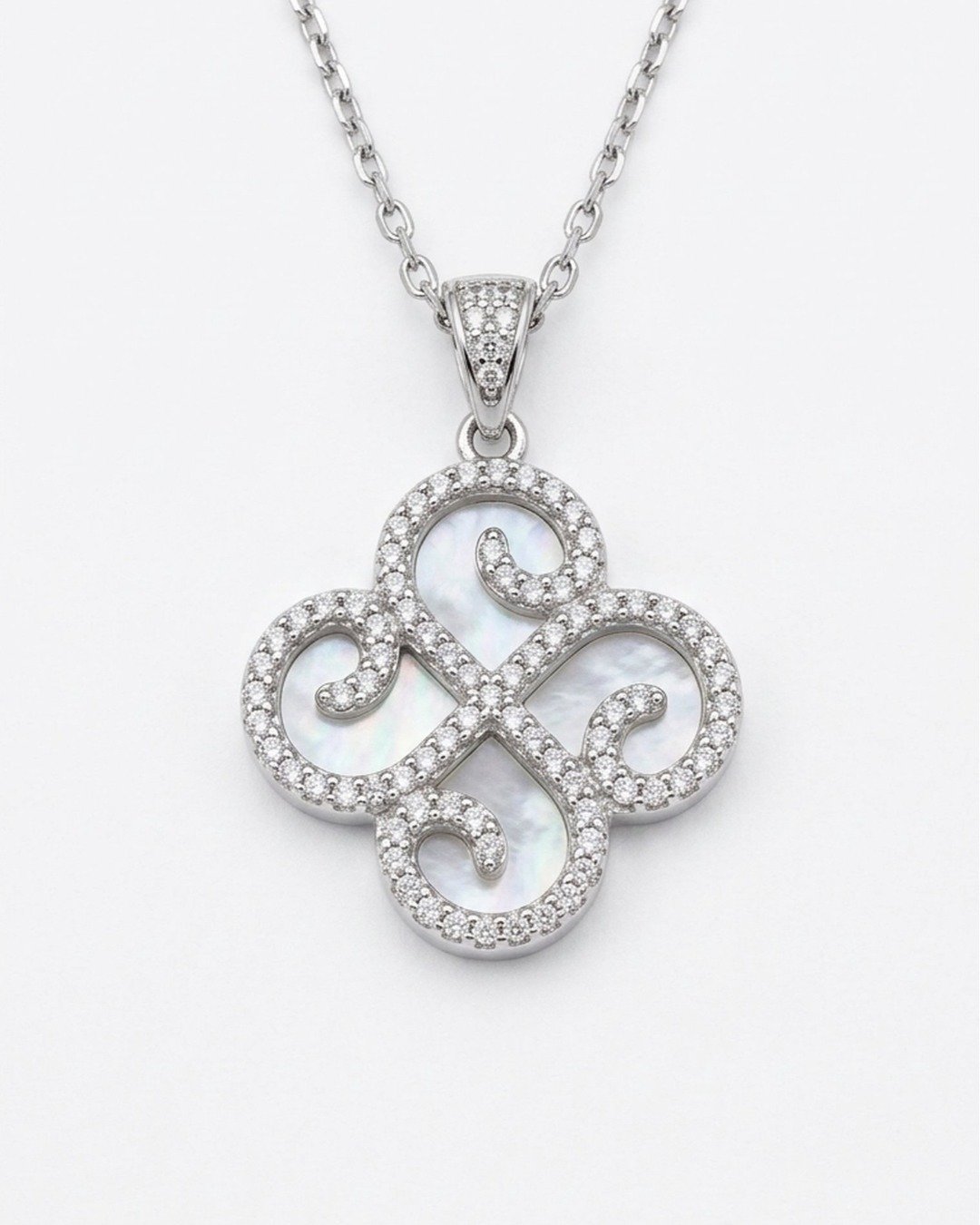 Royal Clover Mother of Pearl Necklace Set – 925 Sterling Silver