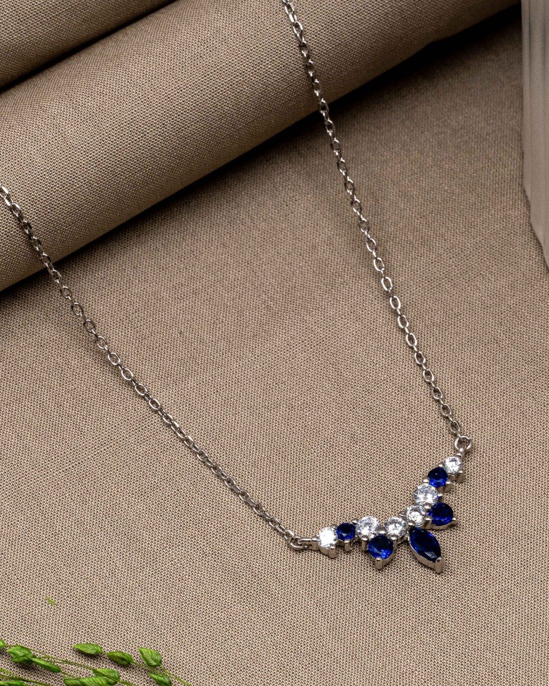 Midnight Sapphire Drop Necklace Set – 925 Sterling Silver