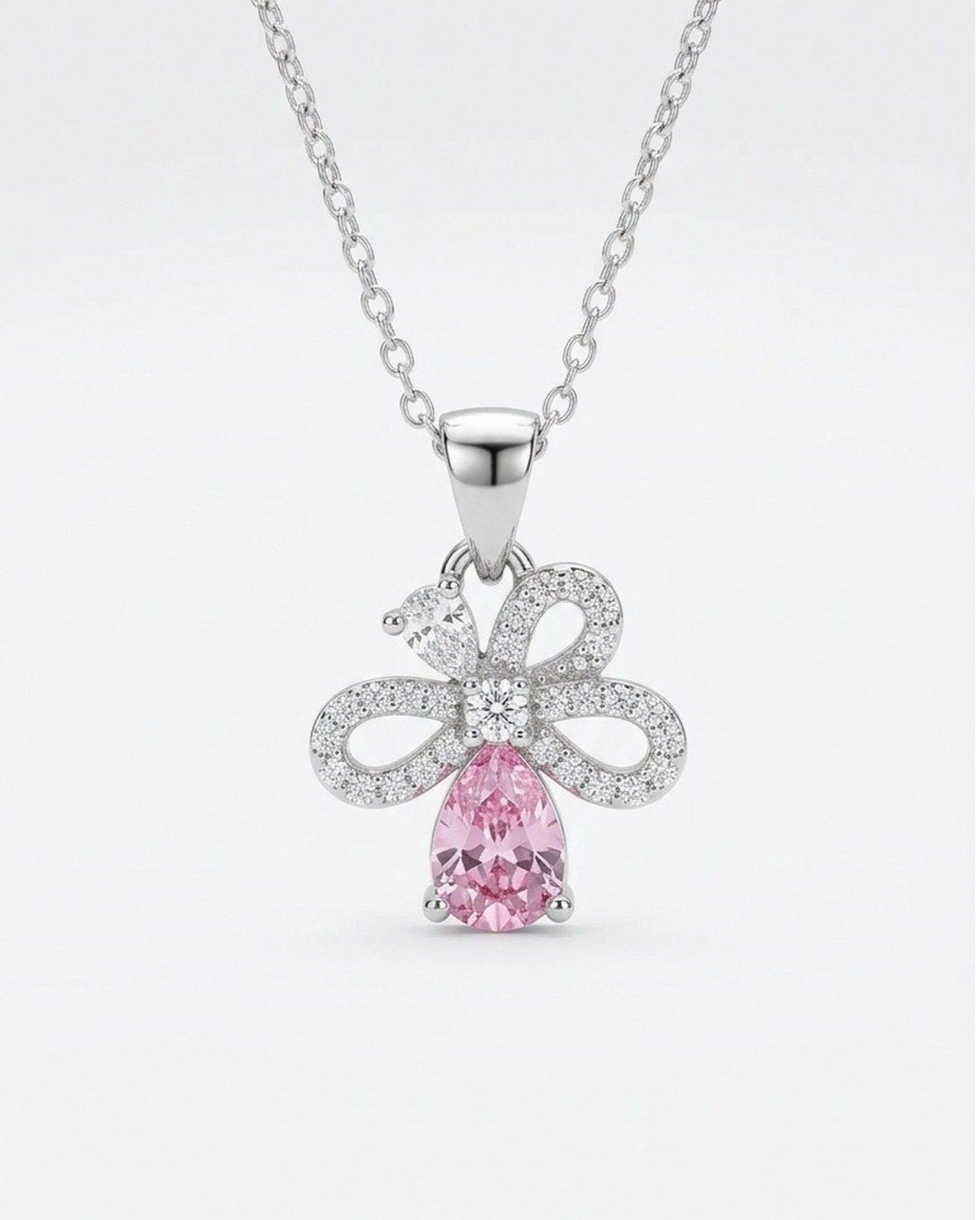 Blush Bloom Drop Necklace Set – 925 Sterling Silver