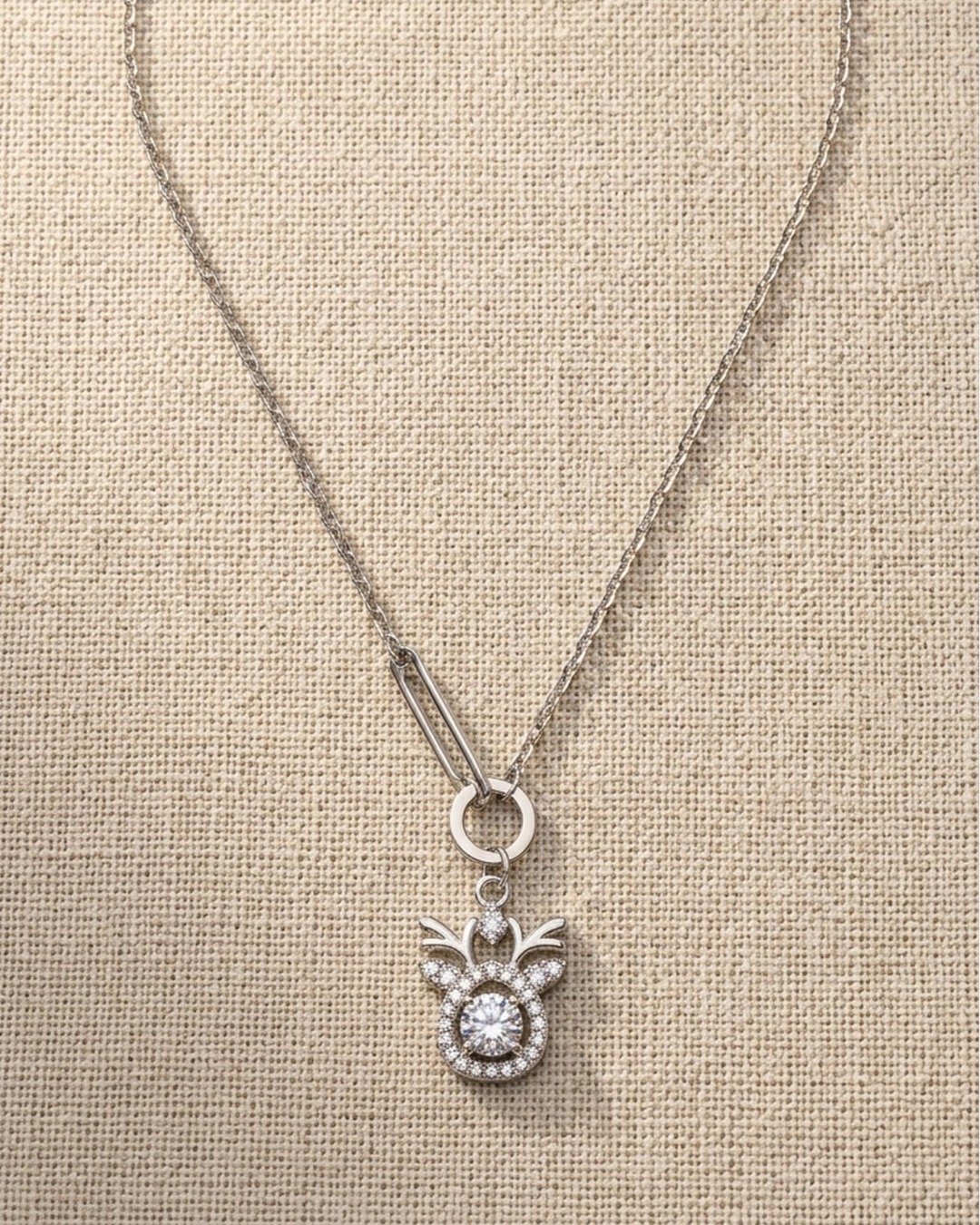 Modern Link Charm Drop Necklace Set – 925 Sterling Silver