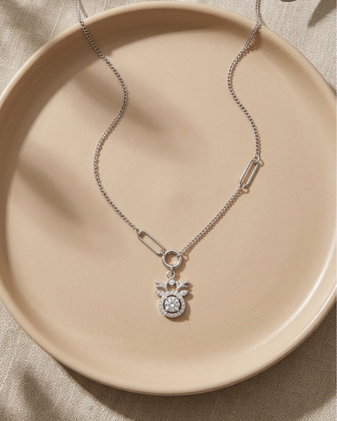 Modern Link Charm Drop Necklace Set – 925 Sterling Silver — view 5