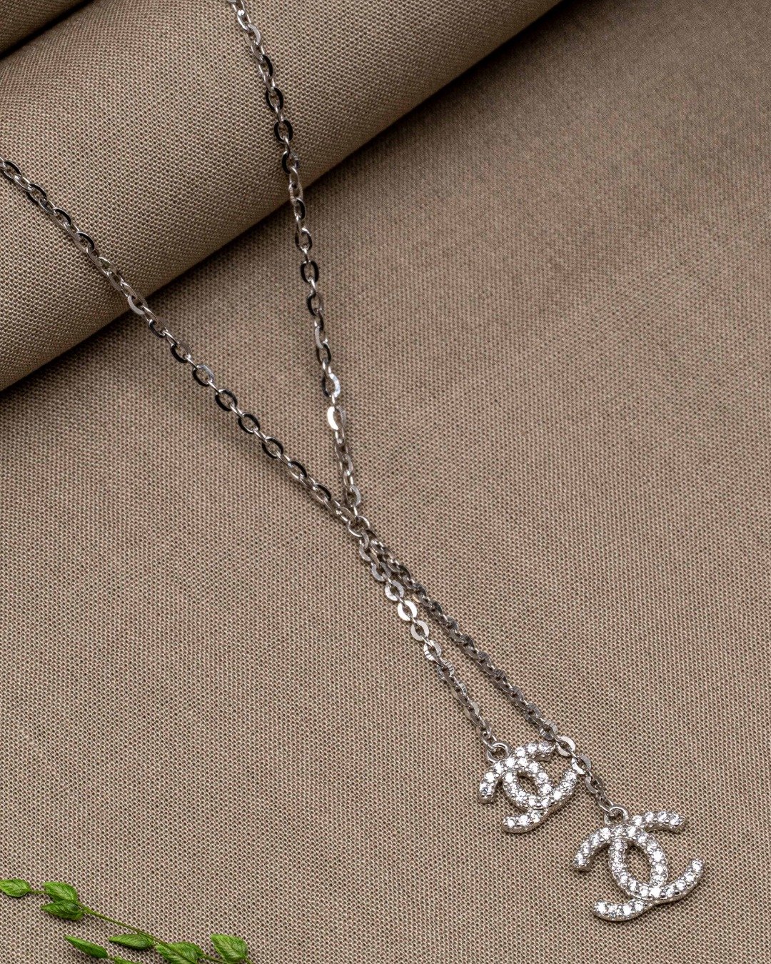 Dual Charm Drop Pendant Necklace Set – 925 Sterling Silver