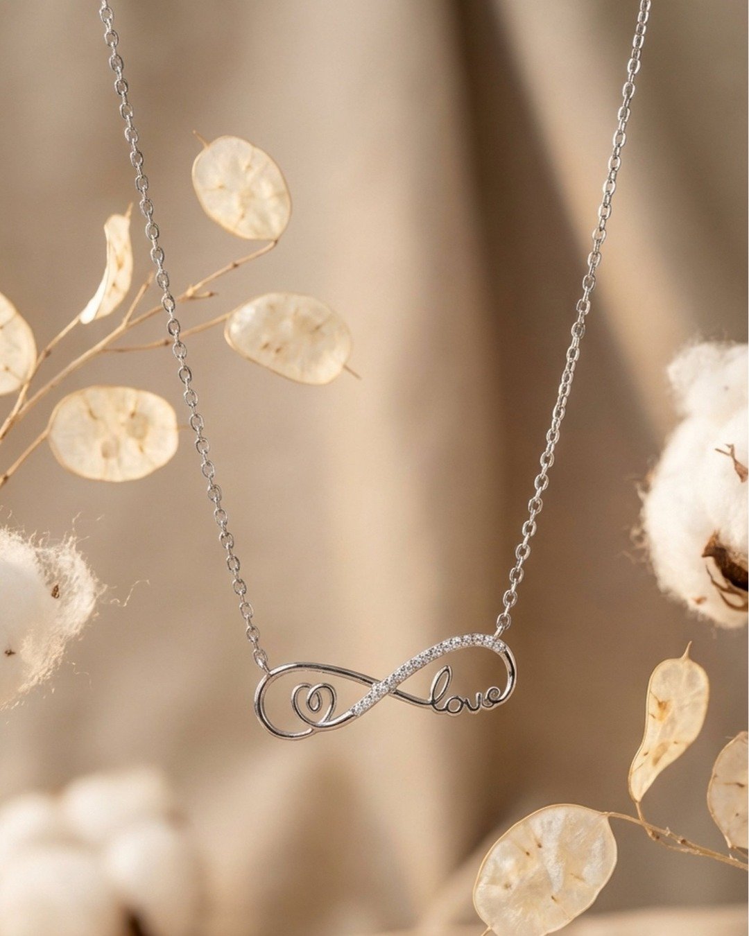 Infinity Love Script Pendant Necklace Set – 925 Sterling Silver — view 4