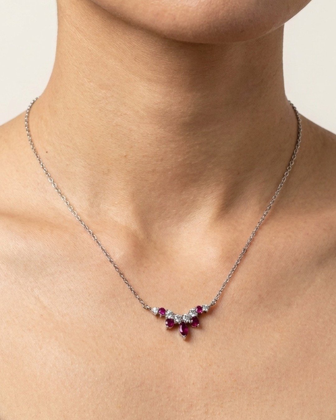 Ruby Bloom Arc Necklace Set – 925 Sterling Silver — view 2