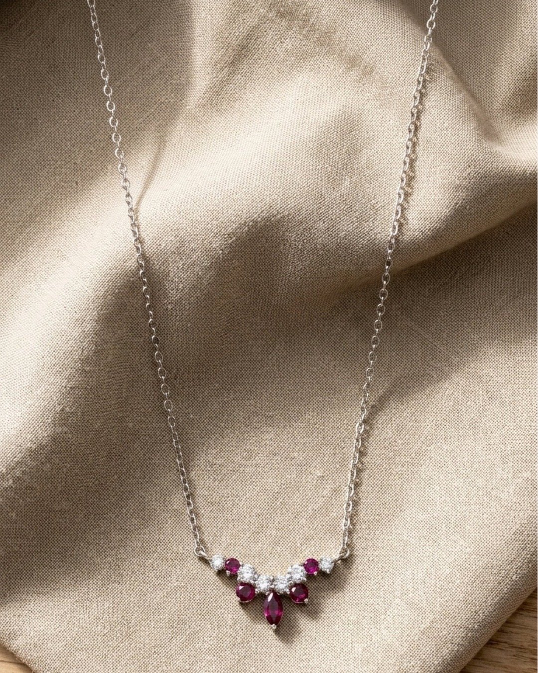 Ruby Bloom Arc Necklace Set – 925 Sterling Silver — view 3