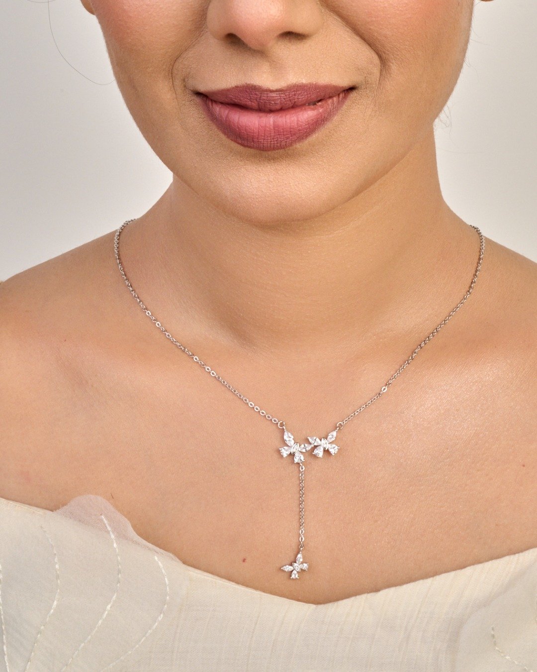 Butterfly Drop Y Necklace – 925 Sterling Silver