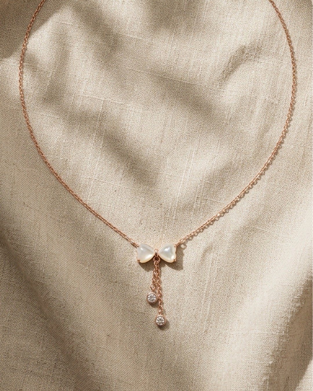 Rose Gold Twin Heart Drop Pendant Necklace – 925 Sterling Silver — view 4