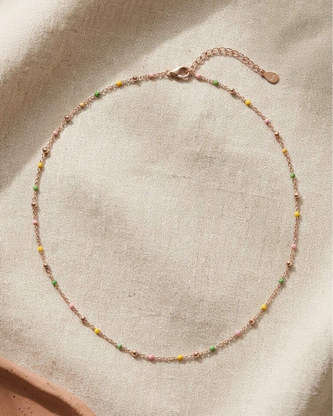 Pastel Beaded Station Necklace – 925 Sterling Silver — view 4