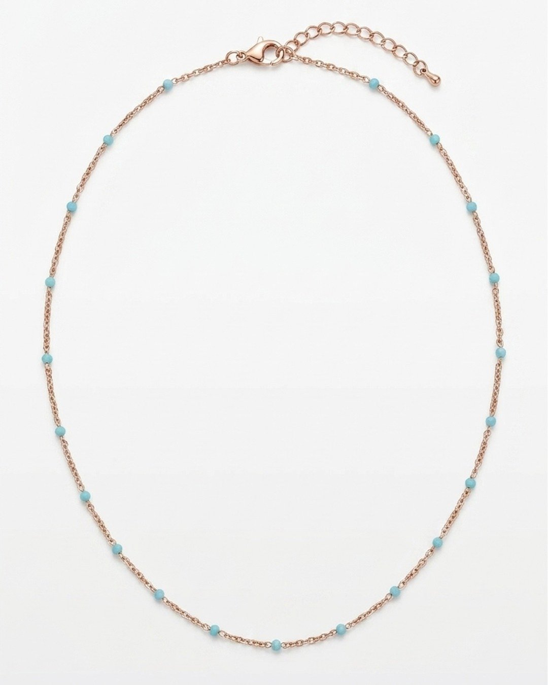 Aqua Beaded Minimal Chain Necklace – 925 Sterling Silver — view 5