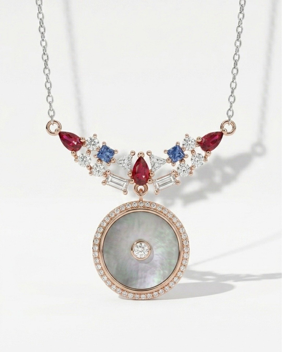 Royal Multistone Halo Drop Necklace – 925 Sterling Silver — view 3