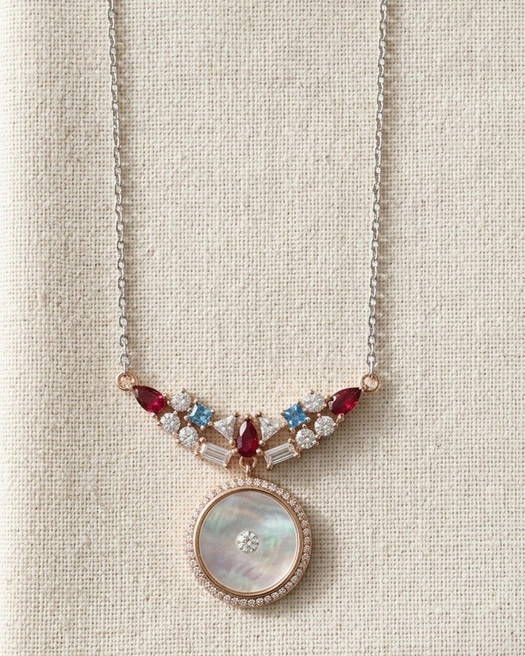 Royal Multistone Halo Drop Necklace – 925 Sterling Silver