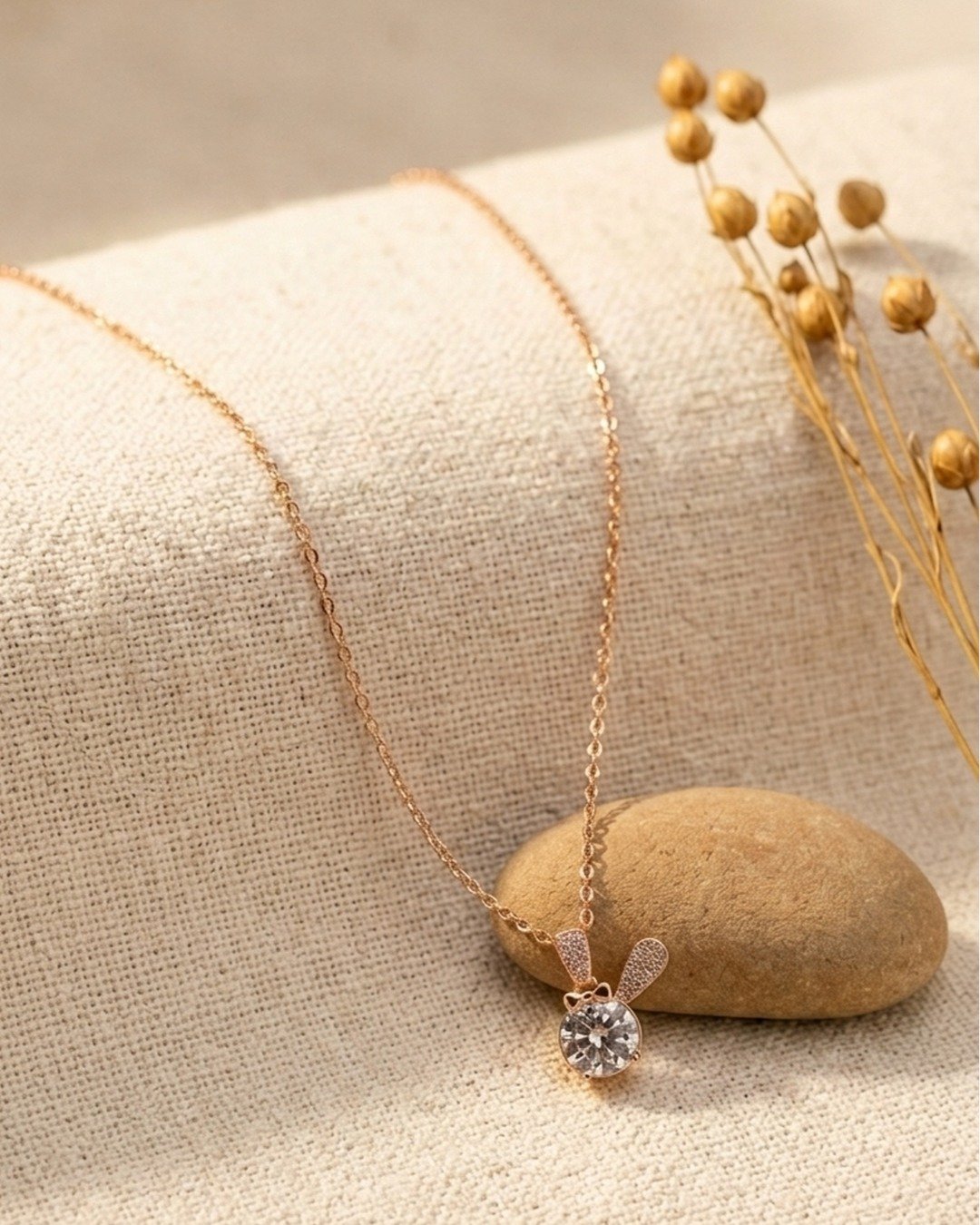 Rose Gold Sparkle Drop Pendant Necklace – 925 Sterling Silver — view 6