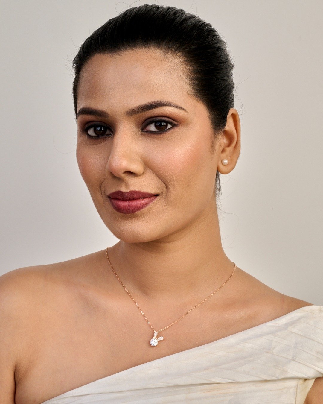 Rose Gold Sparkle Drop Pendant Necklace – 925 Sterling Silver — view 4