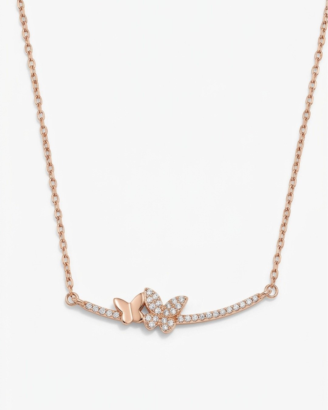 Rose Gold Butterfly Curve Necklace – 925 Sterling Silver — view 4