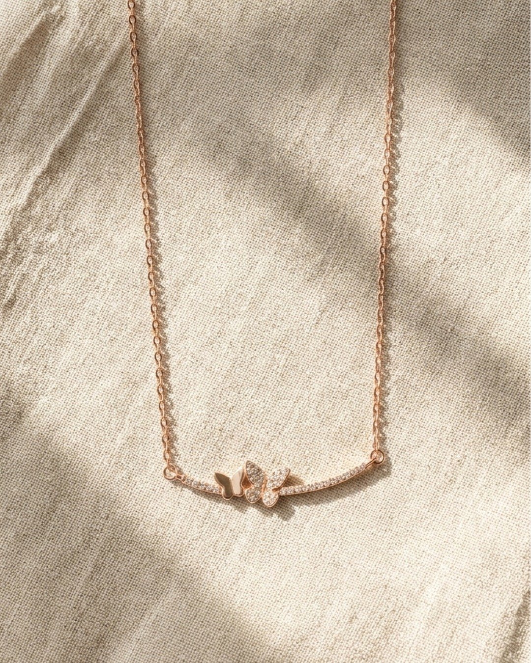 Rose Gold Butterfly Curve Necklace – 925 Sterling Silver — view 5