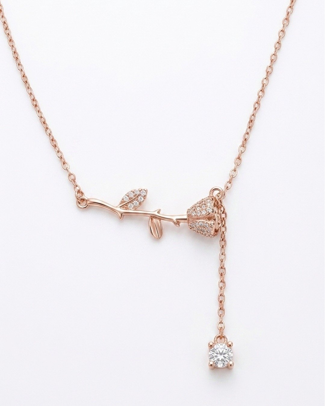 Rose Gold Bloom Drop Necklace – 925 Sterling Silver — view 5