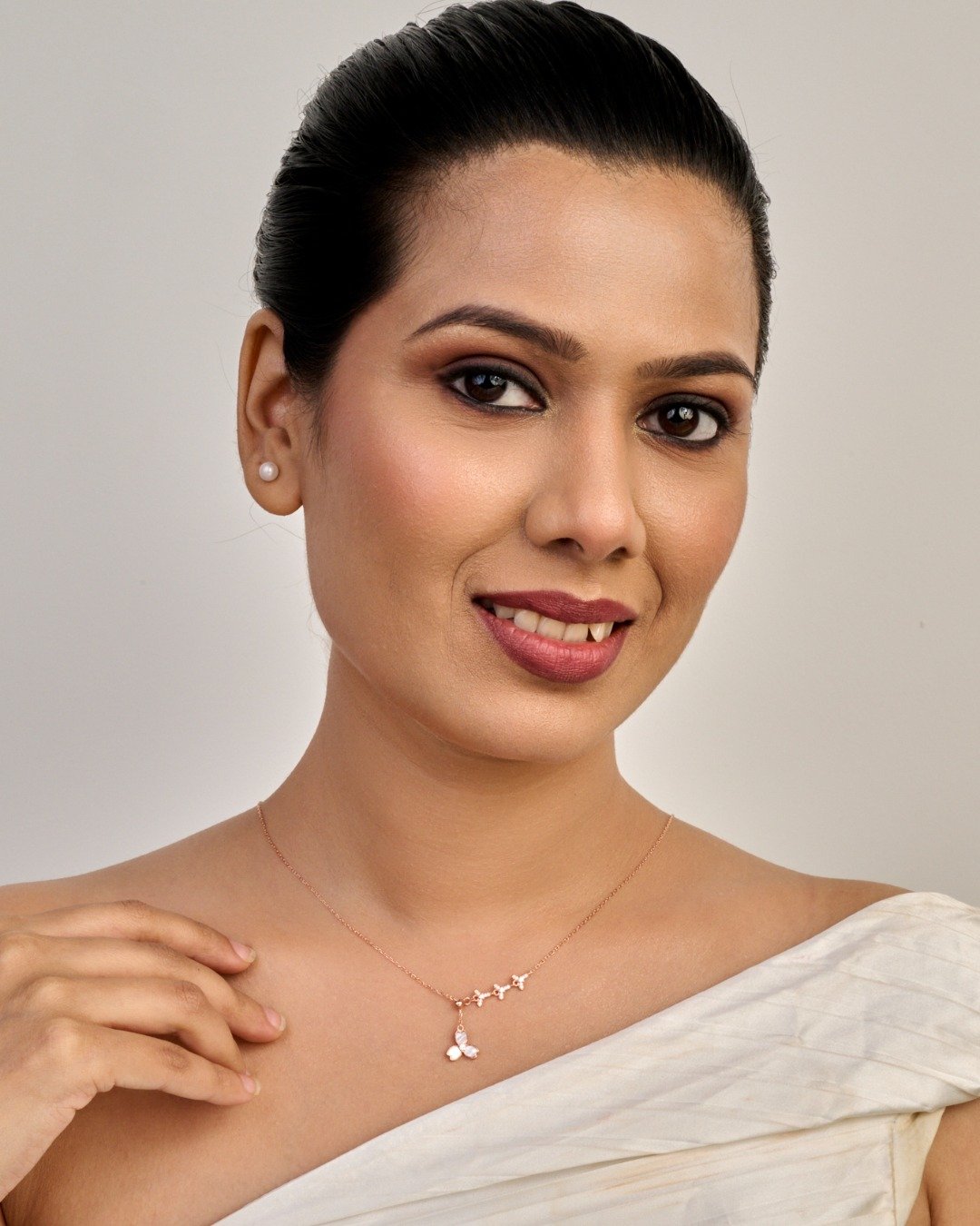 Rose Gold Triple Butterfly Drop Necklace – 925 Sterling Silver — view 3