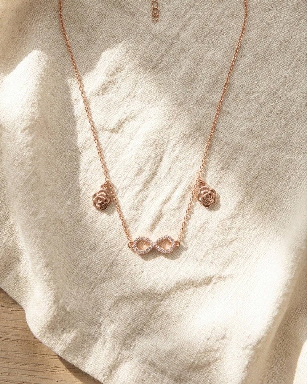 Infinity Rose Charm Necklace – 925 Sterling Silver