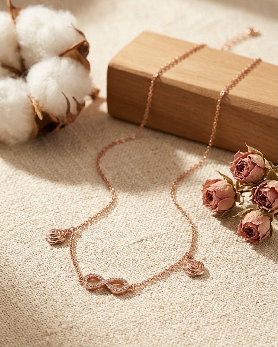 Infinity Rose Charm Necklace – 925 Sterling Silver — view 5