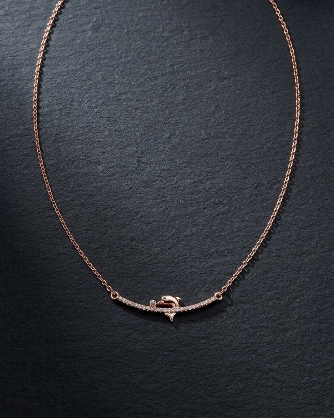 Dolphin Charm Bar Necklace – 925 Sterling Silver — view 5