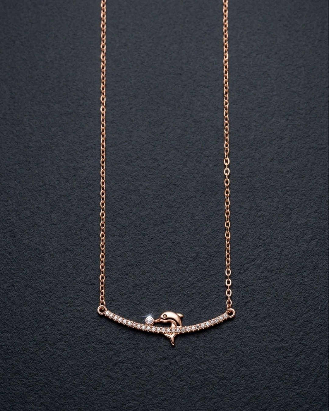 Dolphin Charm Bar Necklace – 925 Sterling Silver