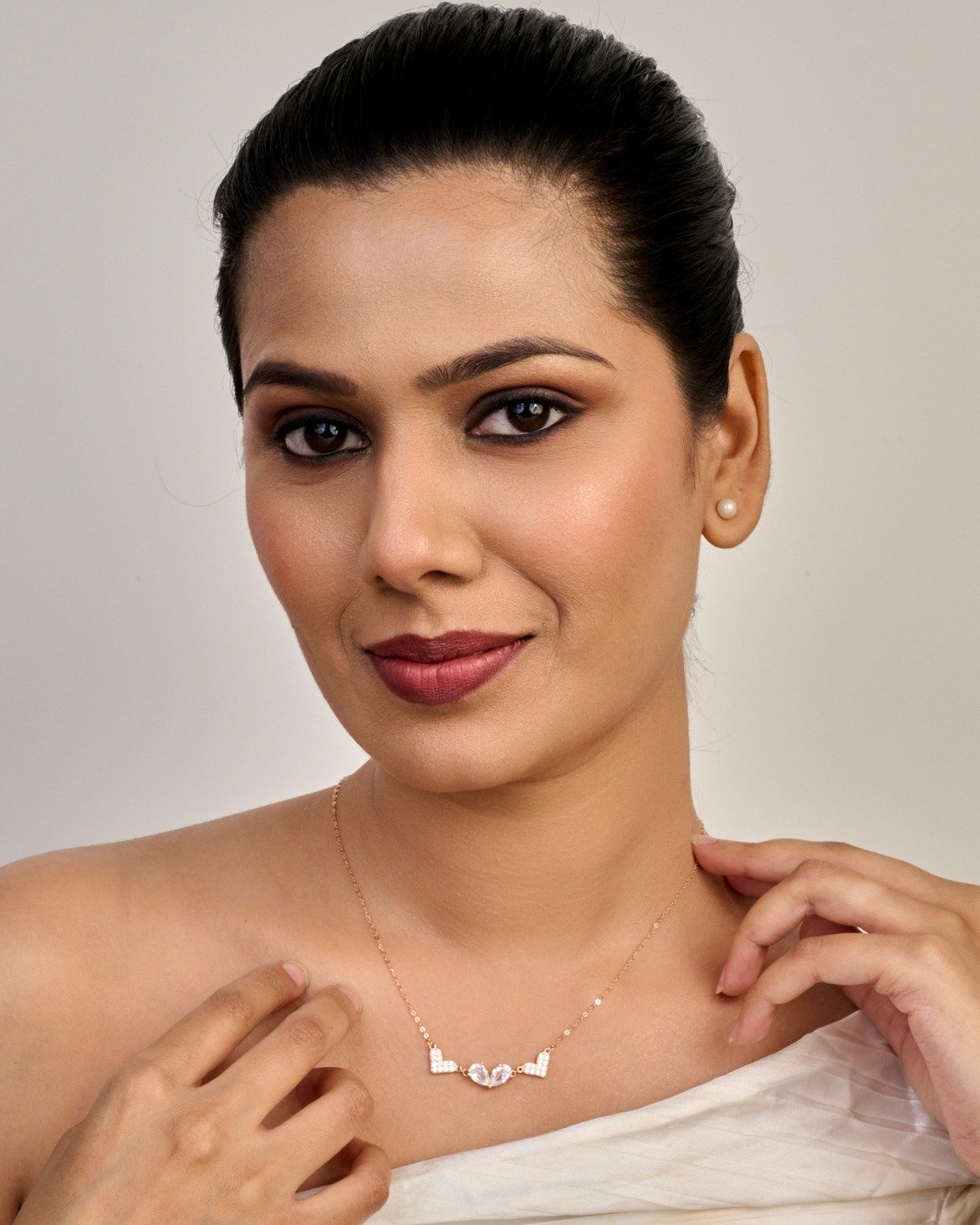 Double Heart Crystal Love Necklace – 925 Sterling Silver — view 3