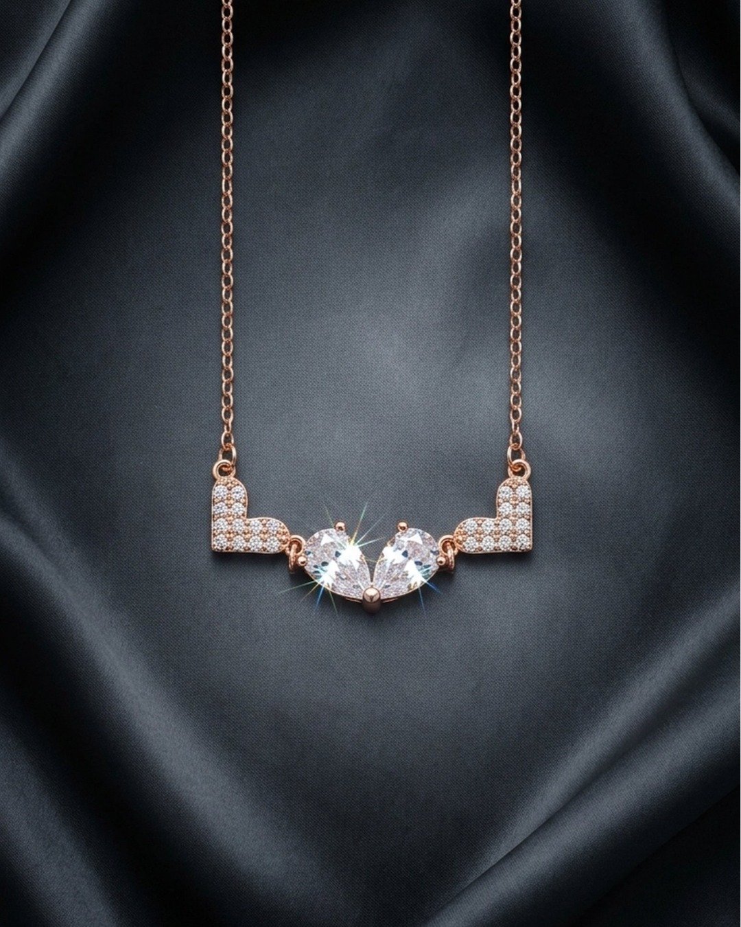 Double Heart Crystal Love Necklace – 925 Sterling Silver — view 5