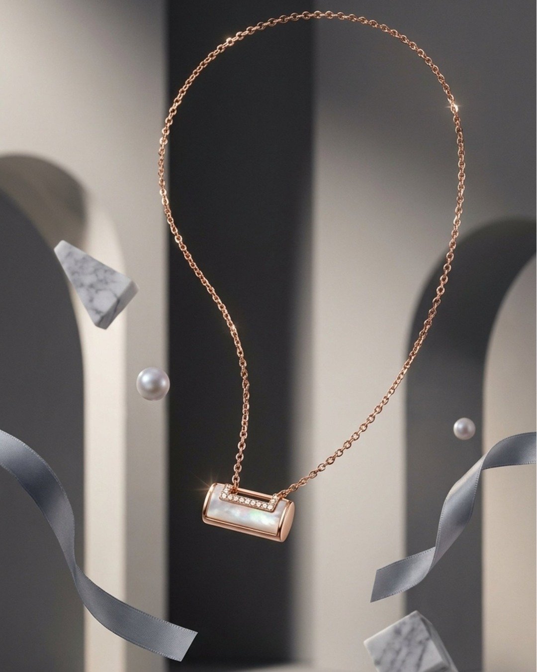 Honeycomb Cylinder Pendant Necklace – 925 Sterling Silver — view 5