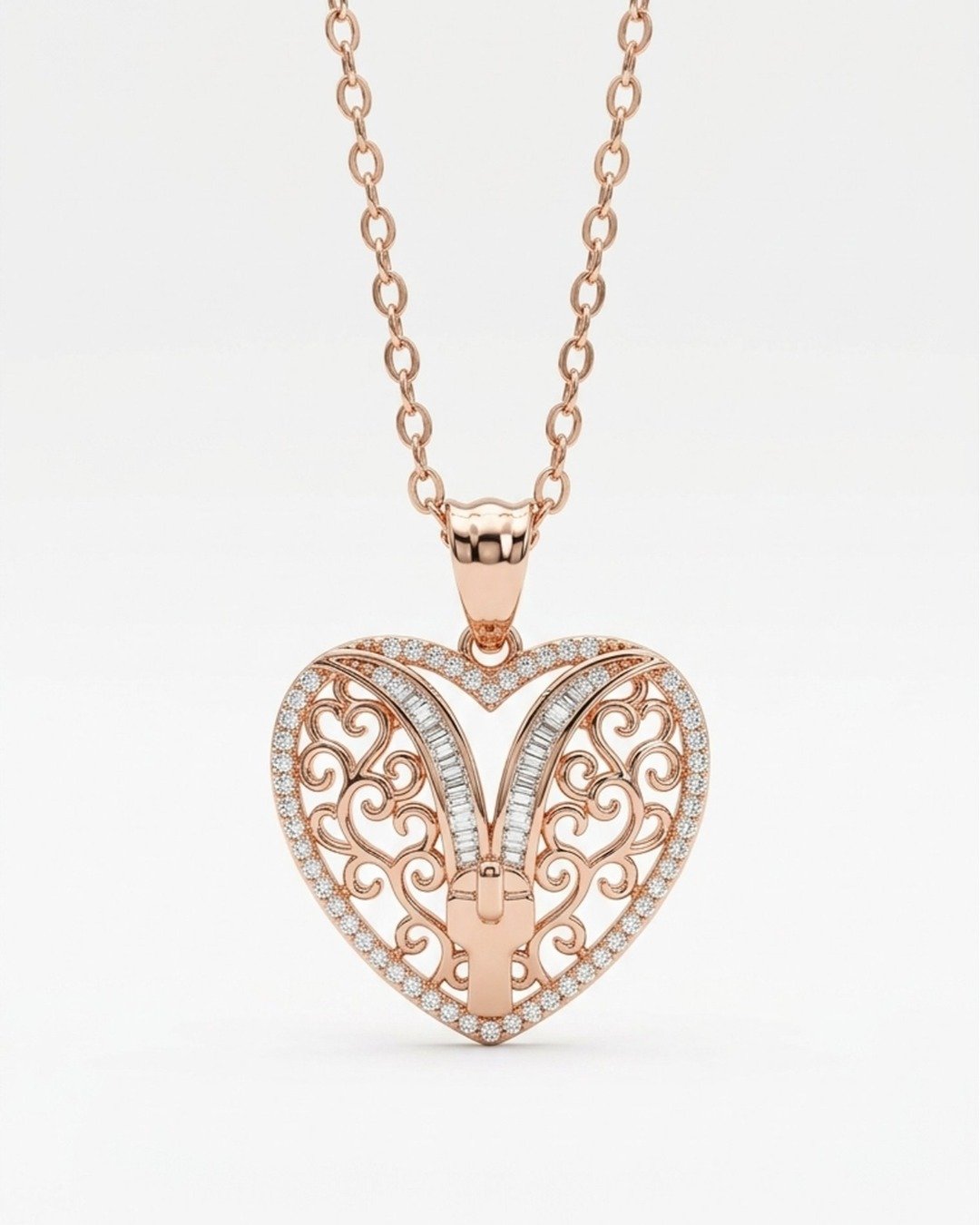 Royal Filigree Heart Pendant Necklace – 925 Sterling Silver — view 5