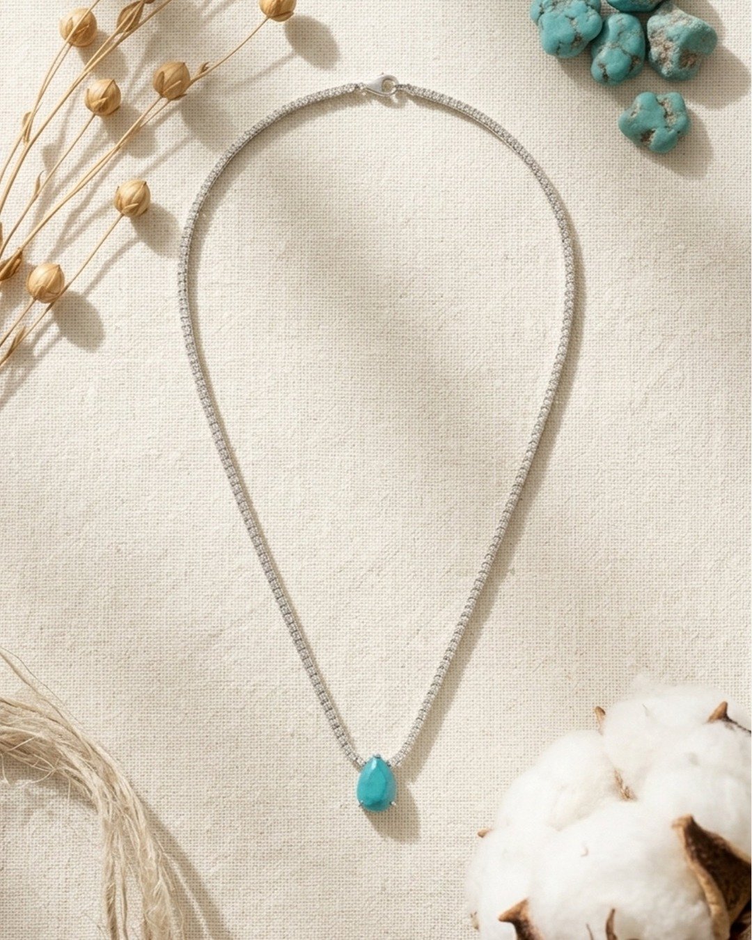 Emerald Drop Tennis Necklace – 925 Sterling Silver — view 3