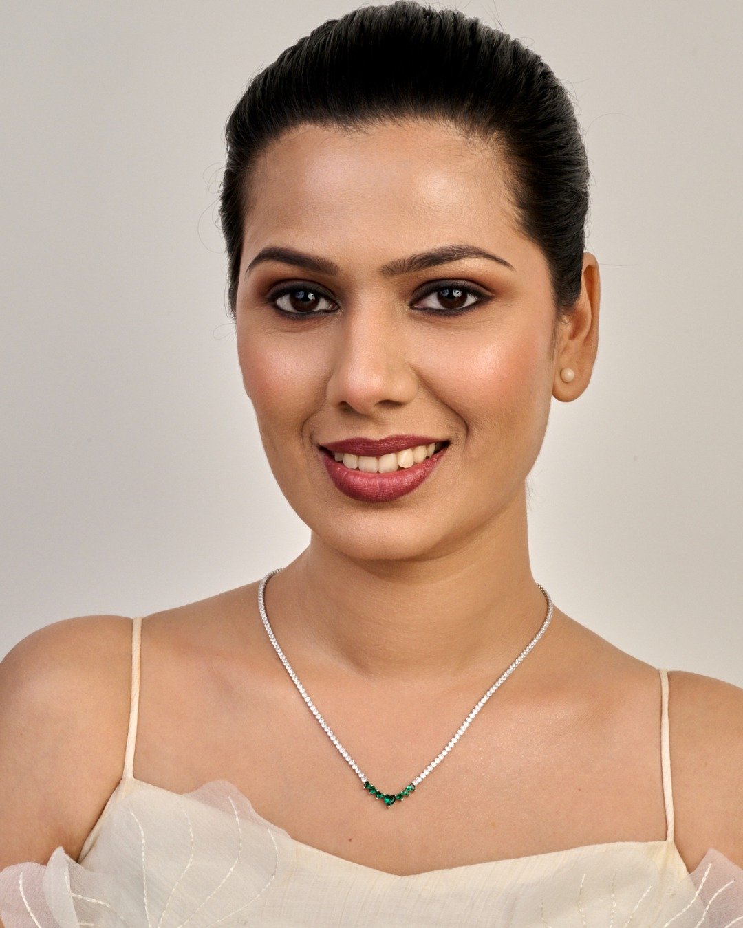 Classic Emerald Drop Tennis Necklace – 925 Sterling Silver — view 3