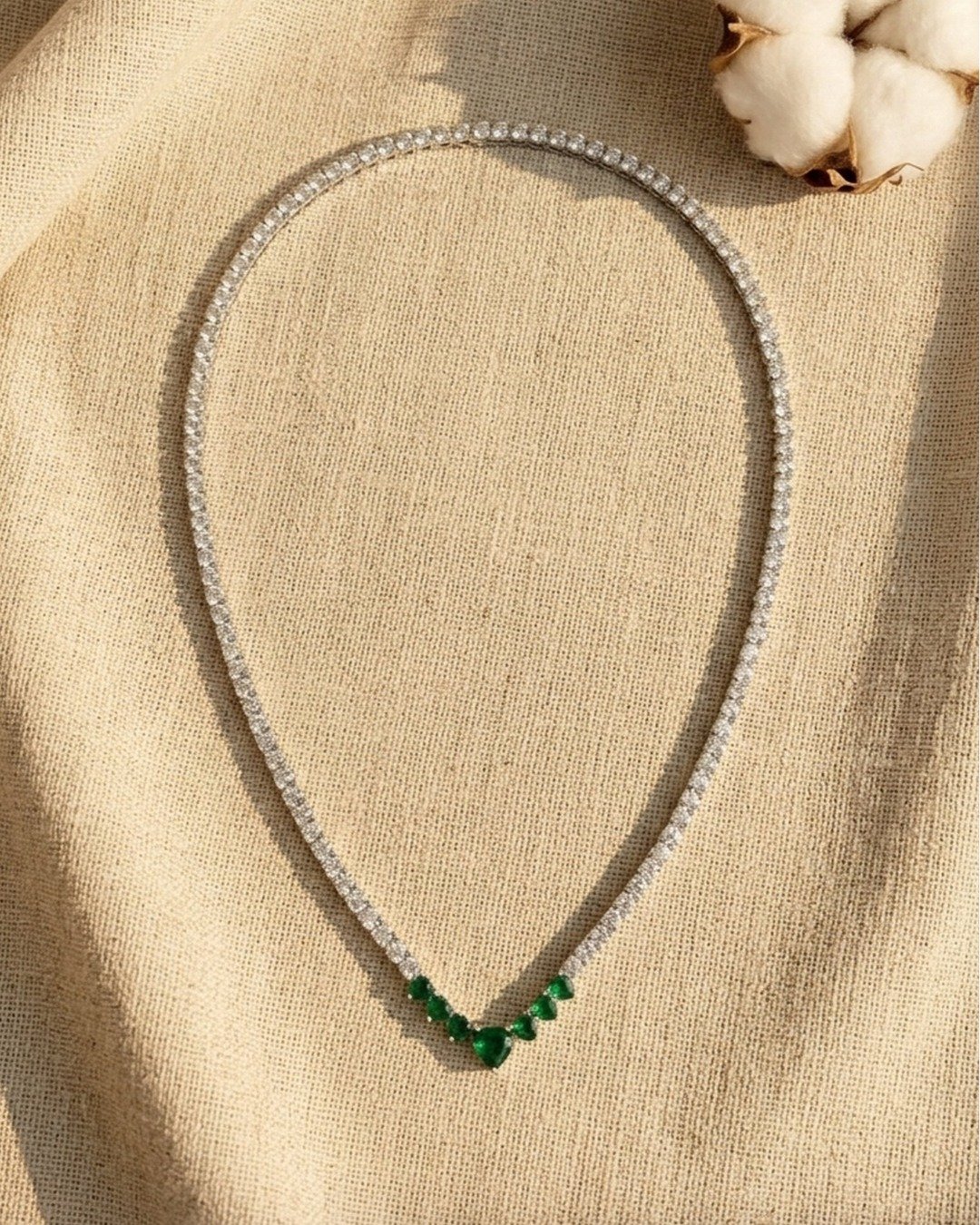 Classic Emerald Drop Tennis Necklace – 925 Sterling Silver — view 6