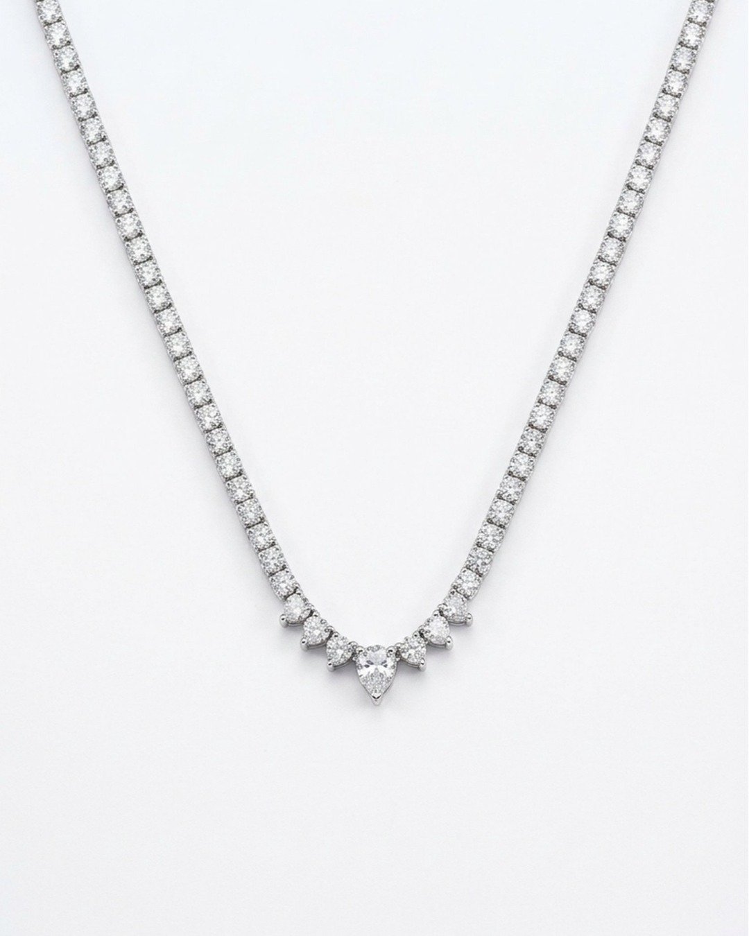 Royal Teardrop Tennis Necklace – 925 Sterling Silver — view 5