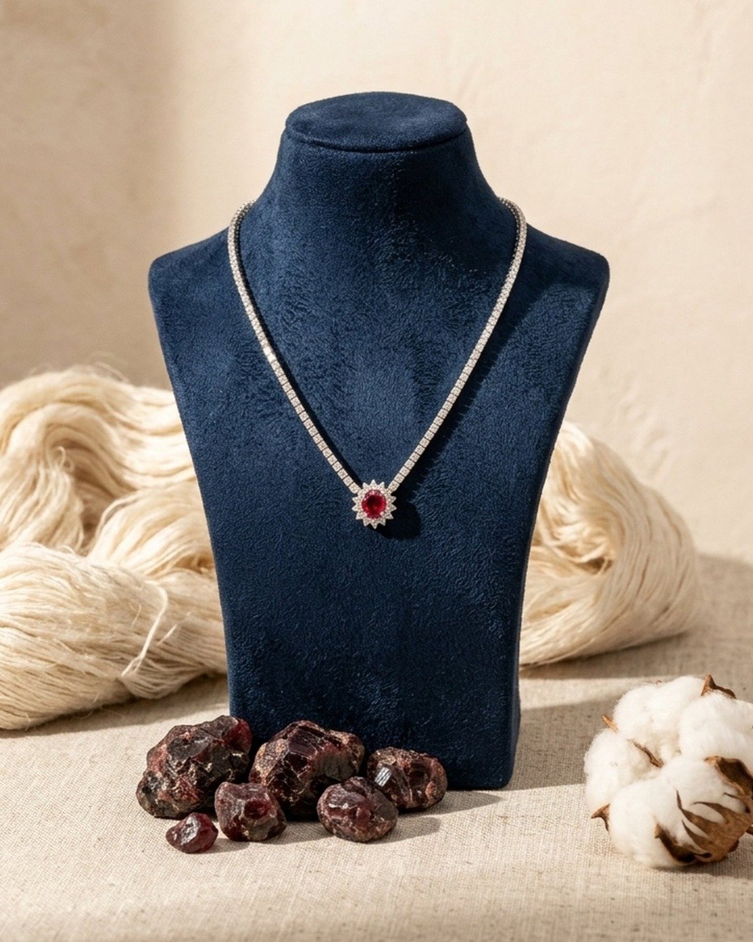 Ruby Blossom Tennis Necklace – 925 Sterling Silver — view 5