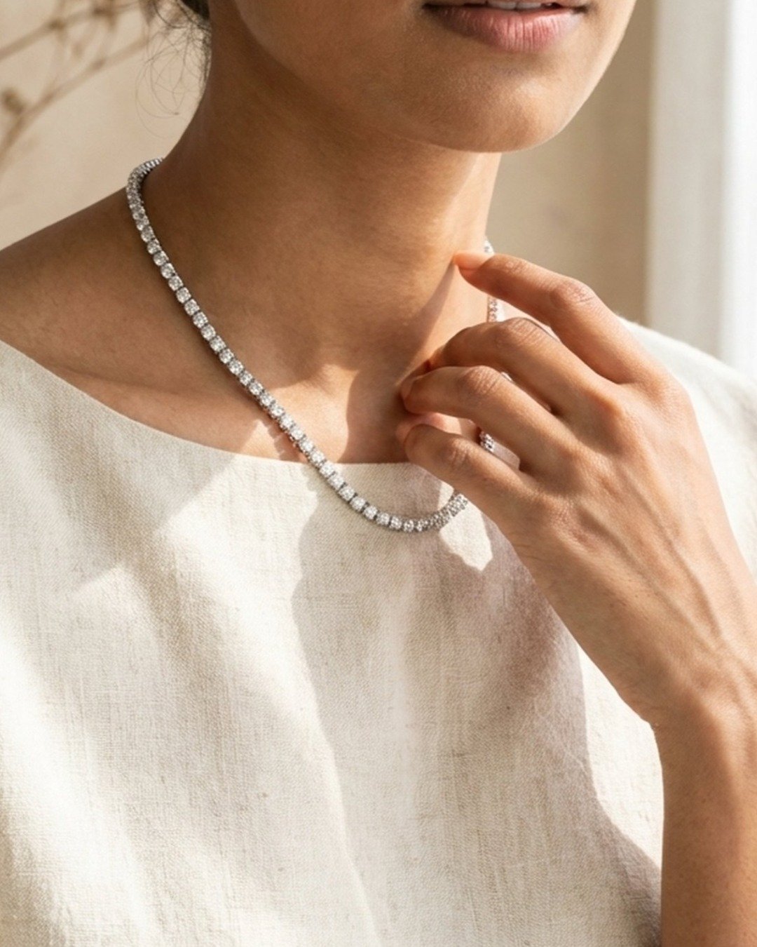 Grand Luxe Full Tennis Necklace – 925 Sterling Silver — view 4