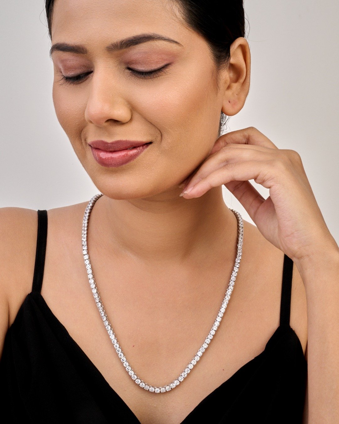 Grand Luxe Full Tennis Necklace – 925 Sterling Silver — view 3